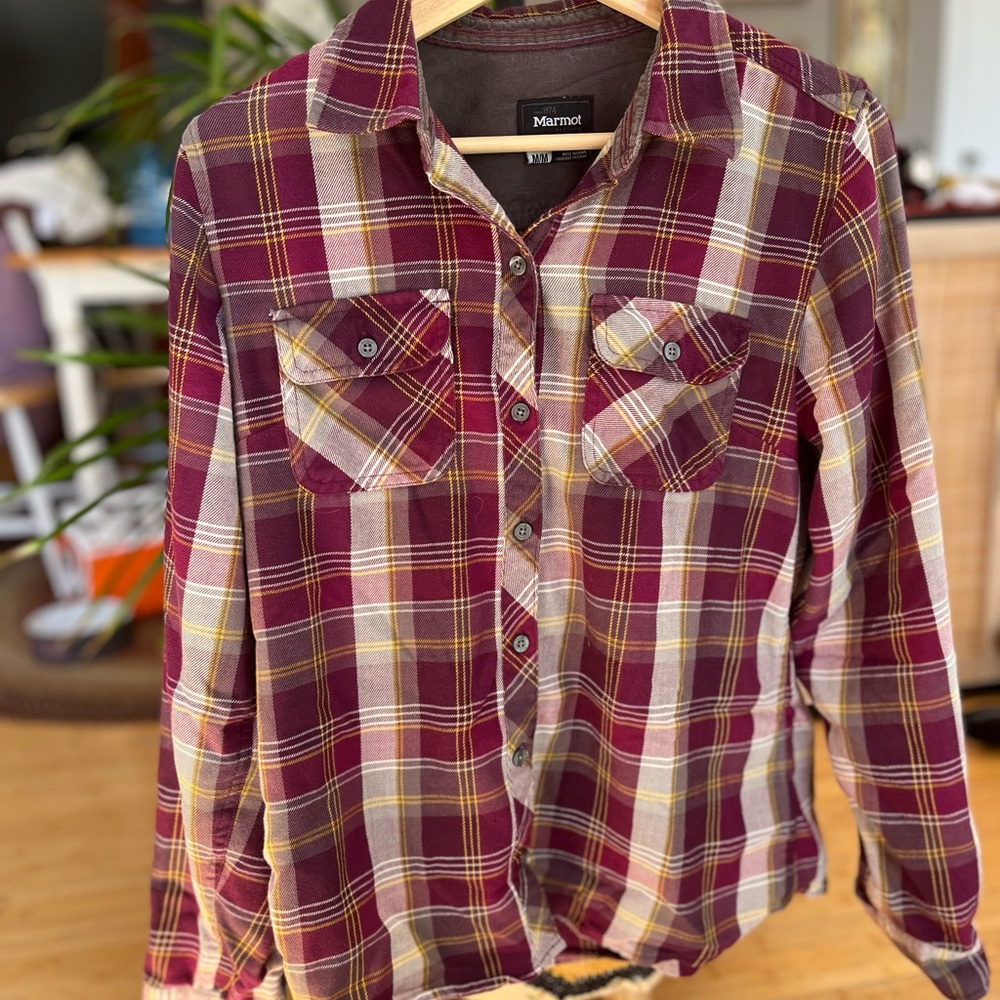 Marmot Women Burgundy Plaid Shirt